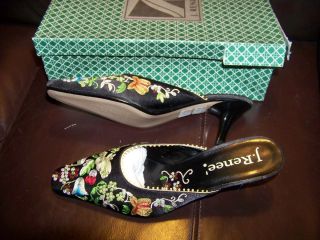 Renee Maude Shoes Size 7M Satin Embroidery Heels
