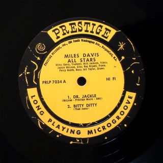 Miles Davis Milt Jackson Quintet Sextet LP Prestige 7034 US 1956 NJ