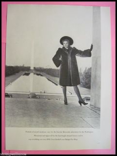1940 Jaeckels Fur Coat Fashion Lincoln Memorial 40s Ad