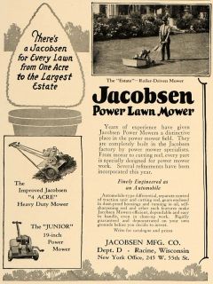 1927 Ad Jacobsen Manufacturing Company Power Lawn Mower   ORIGINAL