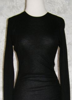 James Perse Black Stretch Knit Ruched Dress 1 XS s New Soft Tee Sexy