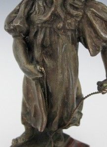 Charming c1880 Belle Epoque French Bronze Figure of A Young Girl