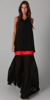 BCBGMAXAZRIA Irise Long Dress with Sheer Skirt