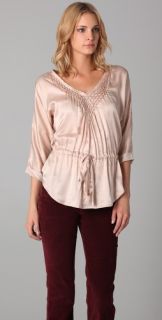 Rebecca Taylor Beaded Tie Front Blouse