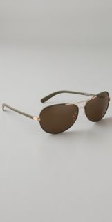 Tory Burch Leather Aviator Sunglasses