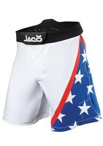 JACO CLOTHING UNITED STATES RESURGENCE WHITE & BLACK MMA FIGHT SHORTS
