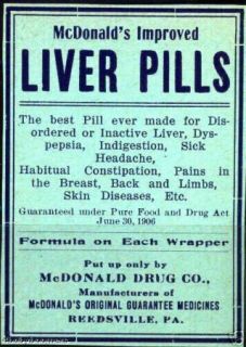 11 1906 Era Antique Reedsville PA Drug Store Pharmacy Medicine Bottle