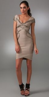 Herve Leger Sequin Detail Dress with Cap Sleeves