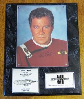 Autographed Plaque James T Kirk William Shatner Star Trek VI 220 2500