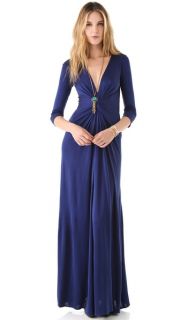 ISSA V Neck Long Sleeve Gown
