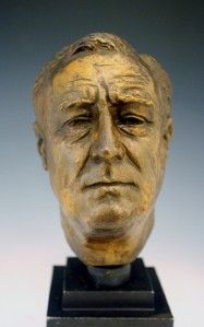 1934 Spelter Bronze Patina Bust Franklin D Roosevelt