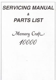 Janome Memory Craft 10000 Sewing Machine Service Repair Manual + Parts