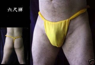 Men Japanese Underwear Rokushaku Fundoshi Cotton Yellow