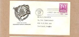 Scott 866 James Russell Lowell Feb 20 1940 Unknown Cachet FDC