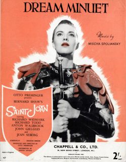 Jean Seberg 1957 Movie Saint Joan British Publication Sheet Music