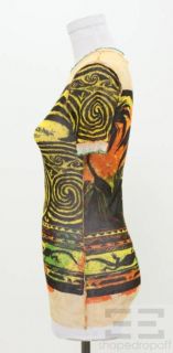 Jean Paul Gaultier Multicolor Face Print Mesh Top Size L