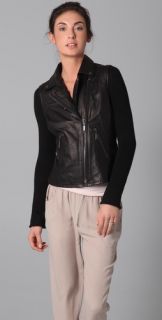 BB Dakota Pearlman Leather Moto Jacket with Knit Sleeves