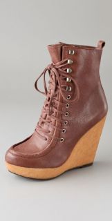 Steven Narri Lace Up Wedge Booties