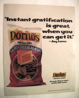 Jay Leno for Doritos Chips 1989 clipping Print Ad