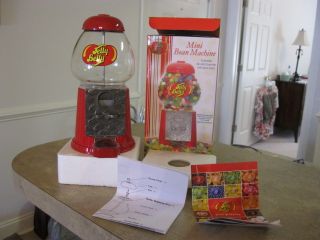 Jelly Belly Gumball Candy Dispenser 9 Red Metal Glass Globe in