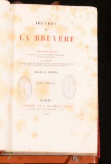 1865 3VOL Oeuvres de La Bruyere Containing His Caracteres in French