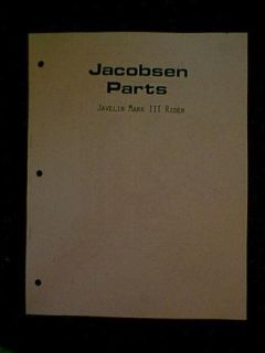Jacobsen Javelin Mark III Riding Mower Parts Manual