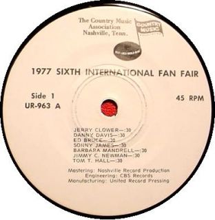 1977 6th ANNUAL COUNTRY MUSIC ASSOCIATION FAN FAIR 45 RPM   Various
