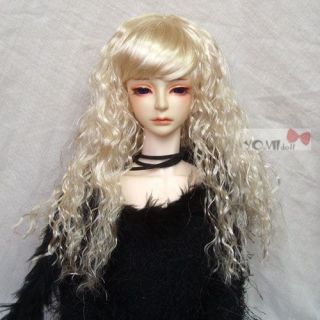 BJD Doll SD Long Curly Wig Dollfie Light Blond