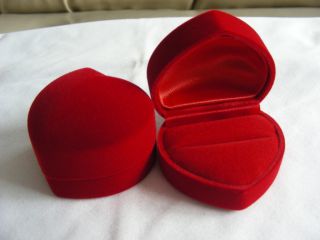 Red Velvet Ring Box Heart Shape