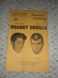 Boxing Program Jerry Quarry vs Joey Orbillo