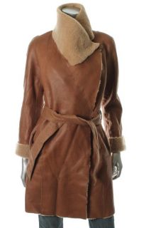 Jekel New Tan Lamb Button Front Belted Outerwear Long Jacket Coat 4