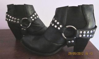 Jeffrey Campbell Nation H Motorcycle Studded Boots w Removable Harness