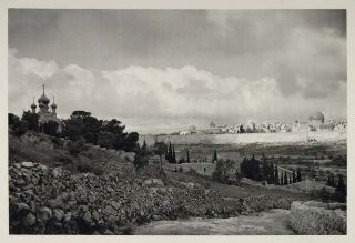 1937 Garden of Gethsemane Jerusalem Israel Photogravure   ORIGINAL