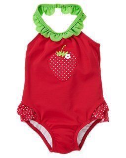 NWT Gymboree SO BERRY CUTE Red Strawberry Swimsuit Bathing Suit sz 18