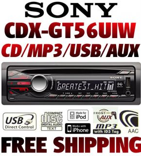 Sony CDX GT56UIW CD  aac WMA Am FM Car CD Receiver with Front USB
