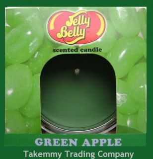 Jelly Belly Jelly Bean Scented Glass Jar Wax Candle 3 0z Green Apple
