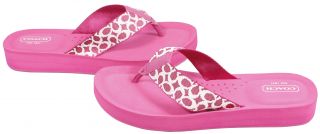 Coach Jessalyn Webbing Flip Flops Sandals Fuchsia Pink Shoes 10 New