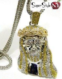 Crystals Kanye West Iced Out Jesus Peice Pendant Franco Chain 36