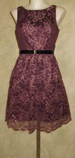 Jessica Simpson Purple Gold Lace Tank Dress Sz 10 $158