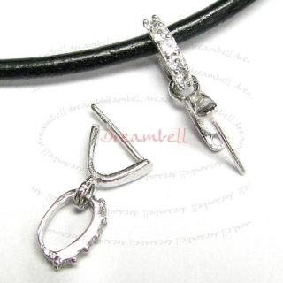 Sterling Silver CZ Pendant Bail Pin Clasp Connector
