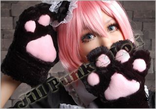 Lolita Marie Cat Palm Fluffy Cozy Baseball Gloves Black