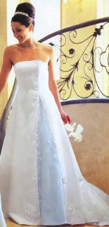 Jessica McClintock White Pale Blue Satin Bridal Size 12