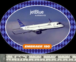 Jetblue USA Embraer 190 Airline Sticker Very RARE