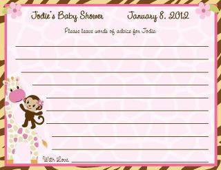 24 Jungle Jill Baby Shower Advice Cards