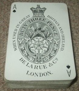 Antique Pack of Thomas de La Rue Pneumatic Wide Playing Cards C1890
