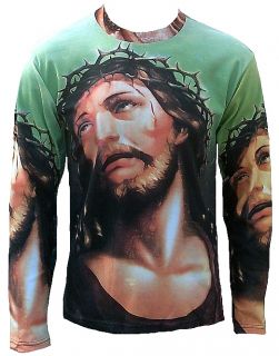 JESUS CHRIST THORNS CROWN Holy Tattoo Rock Super Star Long Sleeved T