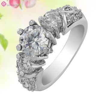 Lady Wedding Jewelry Round Cut White Topaz Dainty Engagement Ring Size