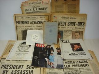  JOHN F KENNEDY ASSASSINATION MEMORABILIA NEWSPAPER CLIPPINGS MISC JFK