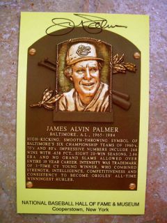 Jim Palmer Hall of Fame Plaque Postcard with Autograph
