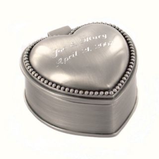 Personalized Pewter Brushed Heart Mini Jewelry Box